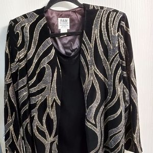 R&M Richards Blue&Gold Velvet Women's Dress Jacket